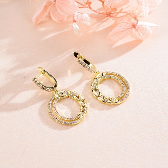 Double Hoop Drop Earrings - Picture 4 of 8